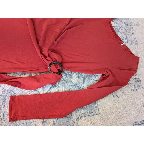 Free People Frankie Asymmetric Dress Long Sleeve Sz Large Burnt Orange NWT - Picture 4 of 10